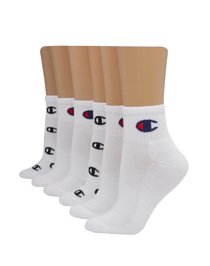 Champion Dame Sokker Hvide - Ankle C Logo 6-Pairs - Danmark CZL-807265